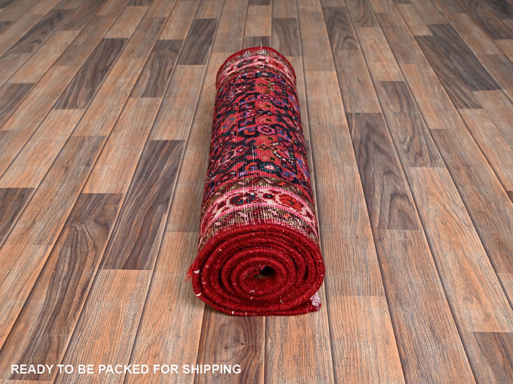 Tribal & Geometric hand-knotted wool runner in Red & Ivory, 2'4" x 7' — SKU O02144 (view 5)