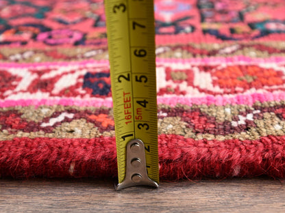 Tribal & Geometric hand-knotted wool runner in Red & Ivory, 2'4" x 7' — SKU O02144 (view 6)