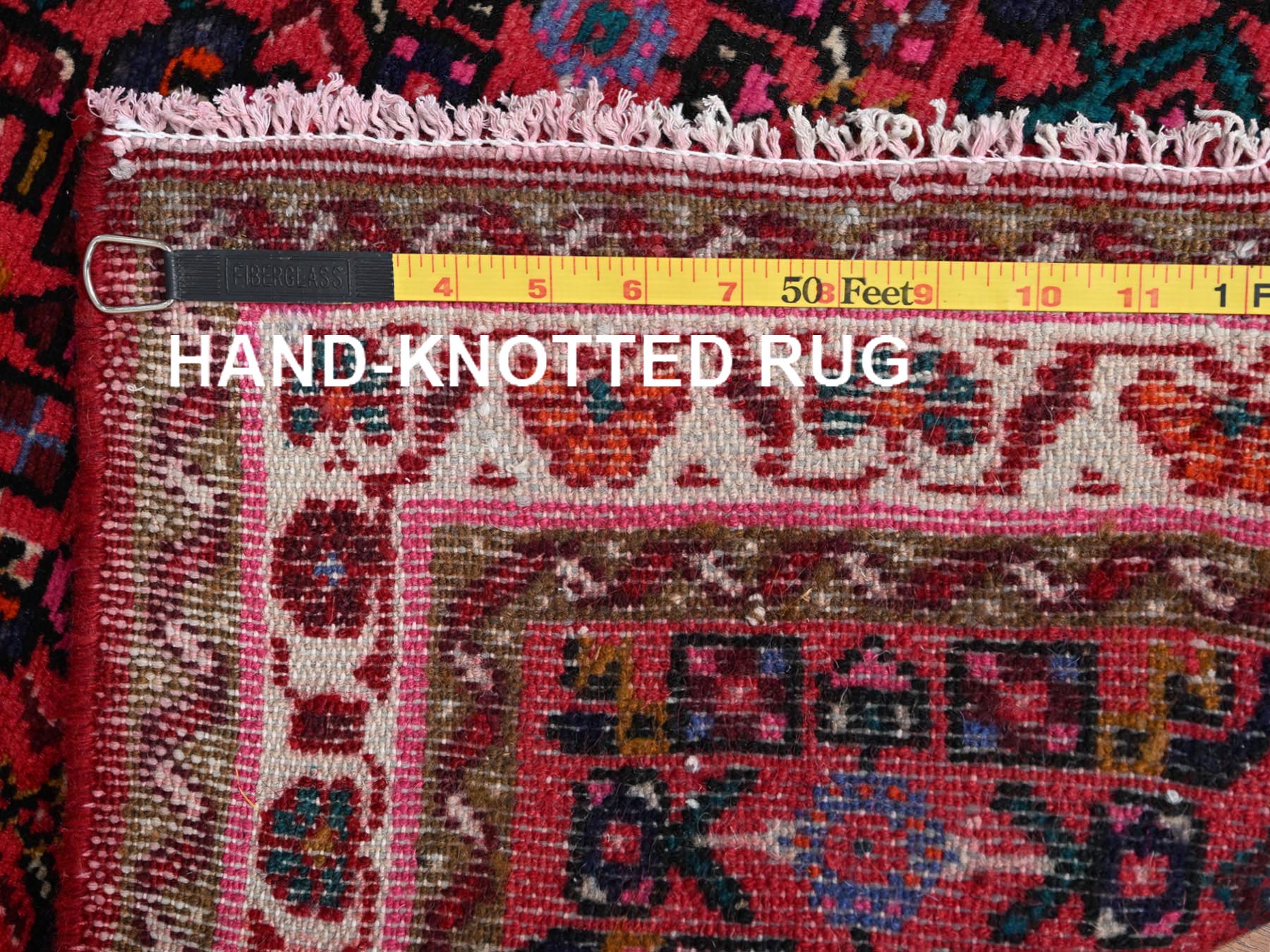 Tribal & Geometric hand-knotted wool runner in Red & Ivory, 2'4" x 7' — SKU O02144 (view 7)