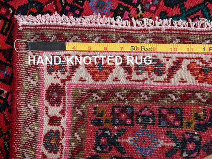 Tribal & Geometric hand-knotted wool runner in Red & Ivory, 2'4" x 7' — SKU O02144 (view 7)