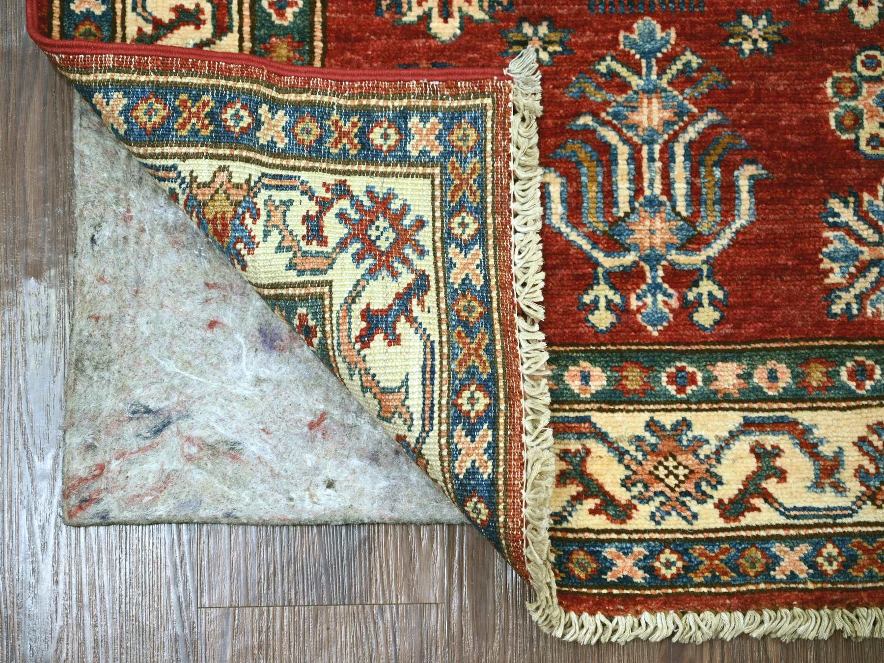 Kazak Tribal & Geometric hand-knotted wool runner in Red & Ivory, 2'6" x 8'1" — SKU O021450 (view 2)