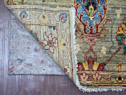 Green 2'8" x 9'5" Tribal & Geometric Hand knotted Wool Rug - Sku: O021451