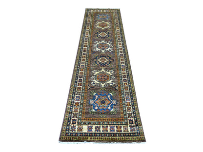 Brown 2'6" x 9'3" Tribal & Geometric Hand knotted Wool Rug - Sku: O021453