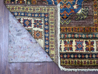 Brown 2'6" x 9'3" Tribal & Geometric Hand knotted Wool Rug - Sku: O021453