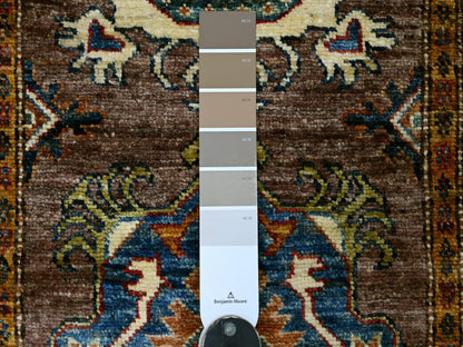 Brown 2'6" x 9'3" Tribal & Geometric Hand knotted Wool Rug - Sku: O021453