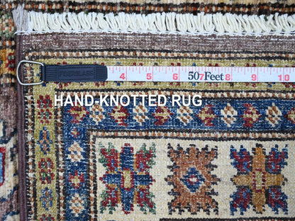 Brown 2'6" x 9'3" Tribal & Geometric Hand knotted Wool Rug - Sku: O021453