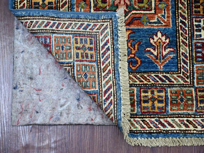 Blue 2'1" x 6'3" Tribal & Geometric Hand knotted Wool Rug - Sku: O021454