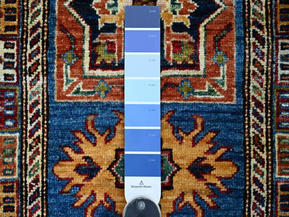 Blue 2'1" x 6'3" Tribal & Geometric Hand knotted Wool Rug - Sku: O021454