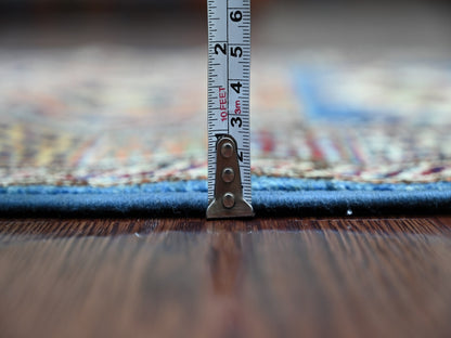 Blue 2'1" x 6'3" Tribal & Geometric Hand knotted Wool Rug - Sku: O021454