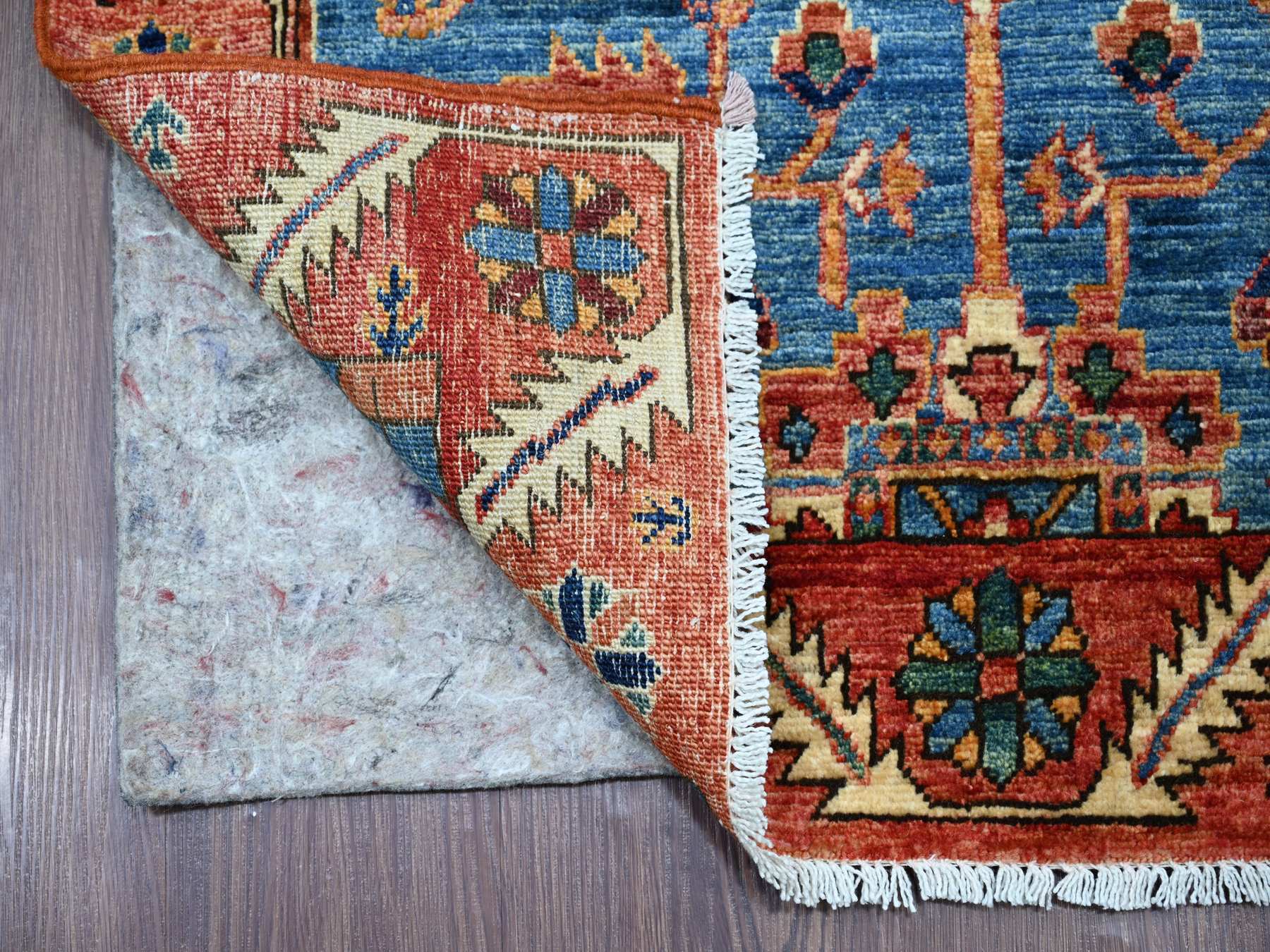 Blue 2'11" x 18'7" Tribal & Geometric Hand knotted Wool Rug - Sku: O021455