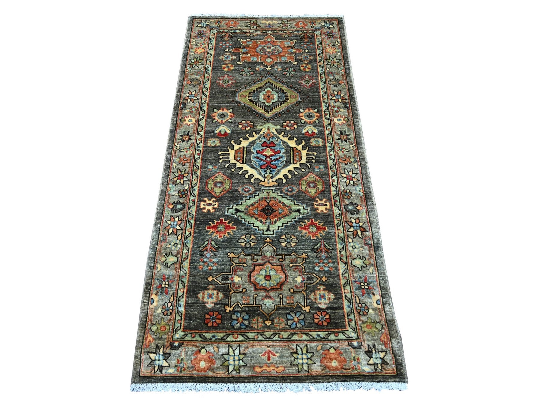 Brown 2'8" x 5'11" Tribal & Geometric Hand knotted Wool Rug - Sku: O021457