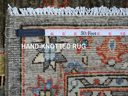 Peshawar Tribal & Geometric hand-knotted wool runner in Brown & Gray, 2'8" x 5'11" — SKU O021457 (view 6)