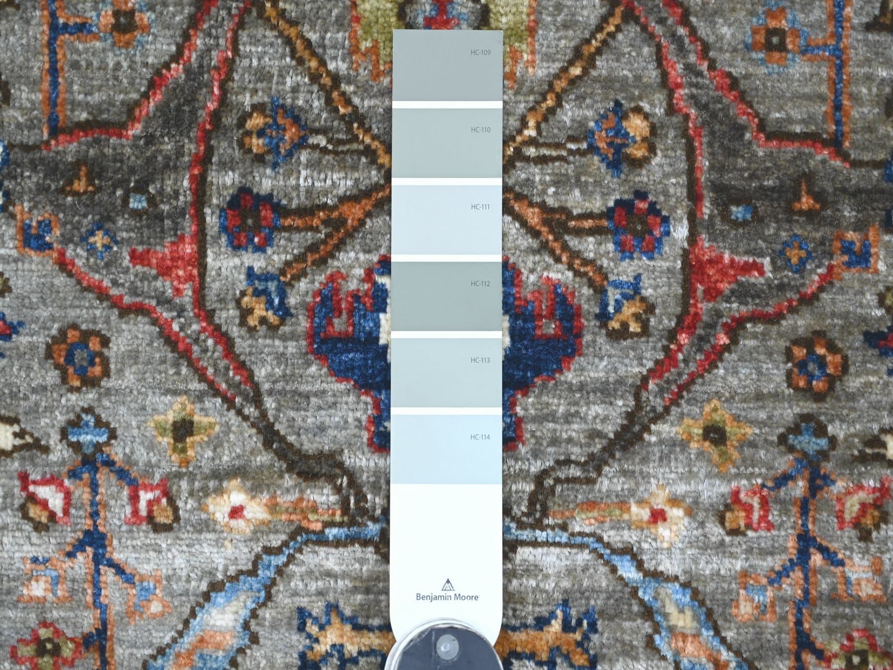 Peshawar Tribal & Geometric hand-knotted wool runner in Gray & Dim Gray, 2'11" x 5'10" — SKU O021459 (view 3)