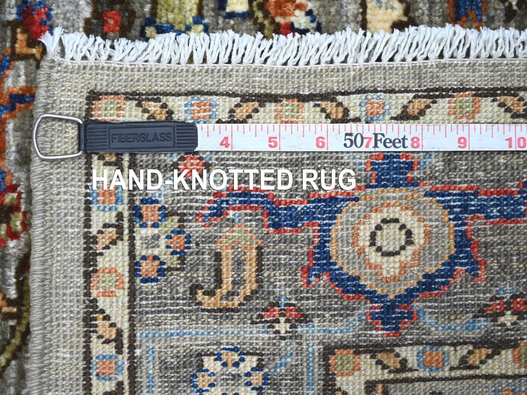 Peshawar Tribal & Geometric hand-knotted wool runner in Gray & Dim Gray, 2'11" x 5'10" — SKU O021459 (view 6)