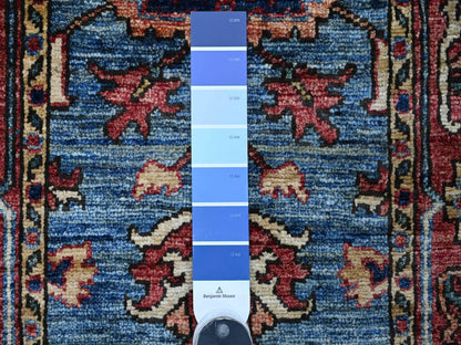 Blue 2'2" x 6'3" Tribal & Geometric Hand knotted Wool Rug - Sku: O021460