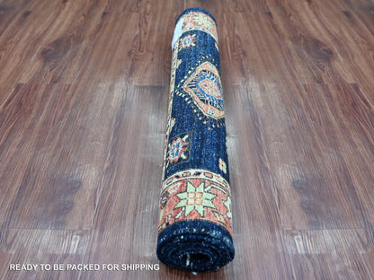 Blue 2'5" x 5'11" Tribal & Geometric Hand knotted Wool Rug - Sku: O021461