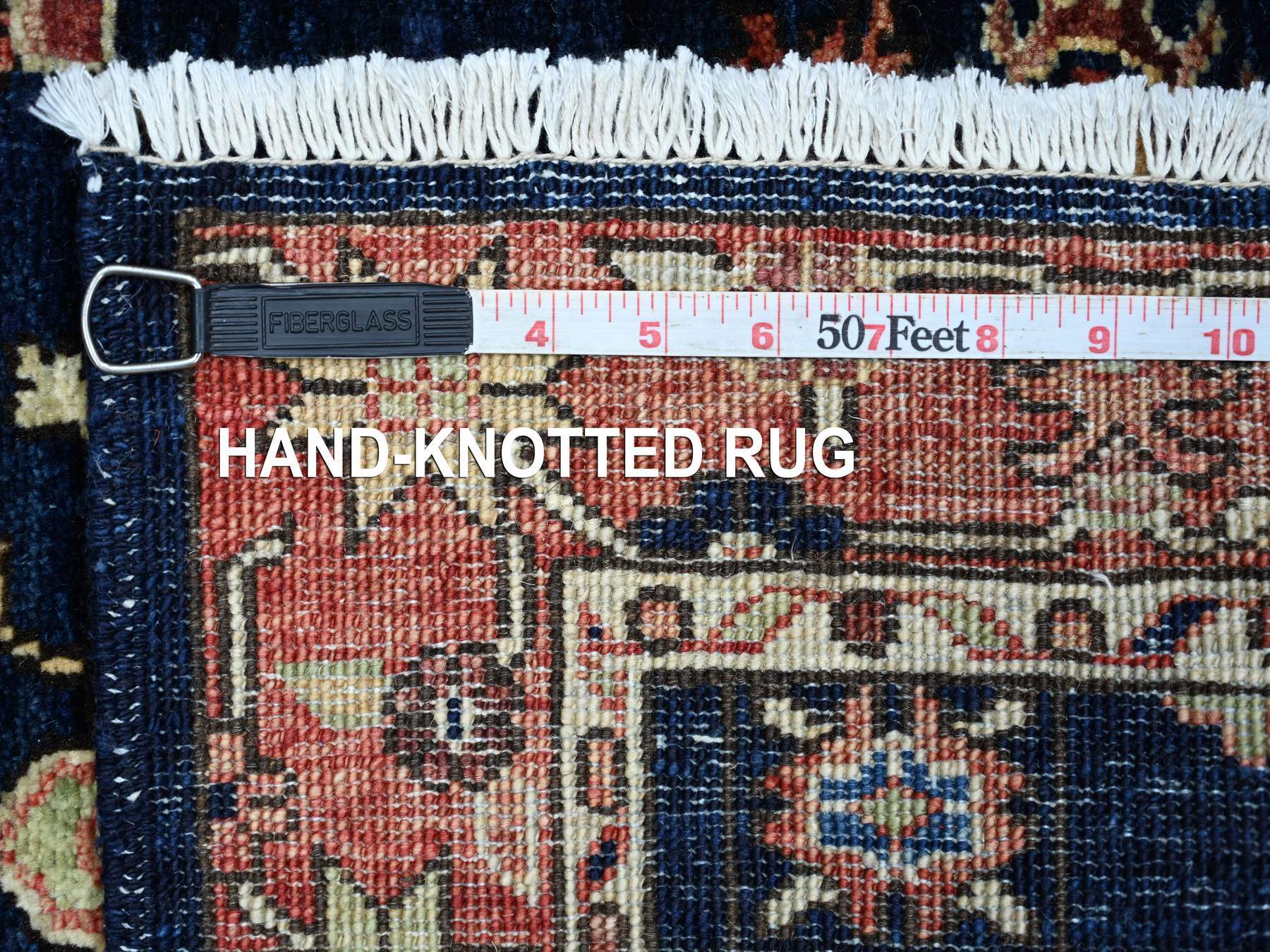 Peshawar Tribal & Geometric hand-knotted wool runner in Blue & Rust, 2'5" x 5'11" — SKU O021461 (view 6)