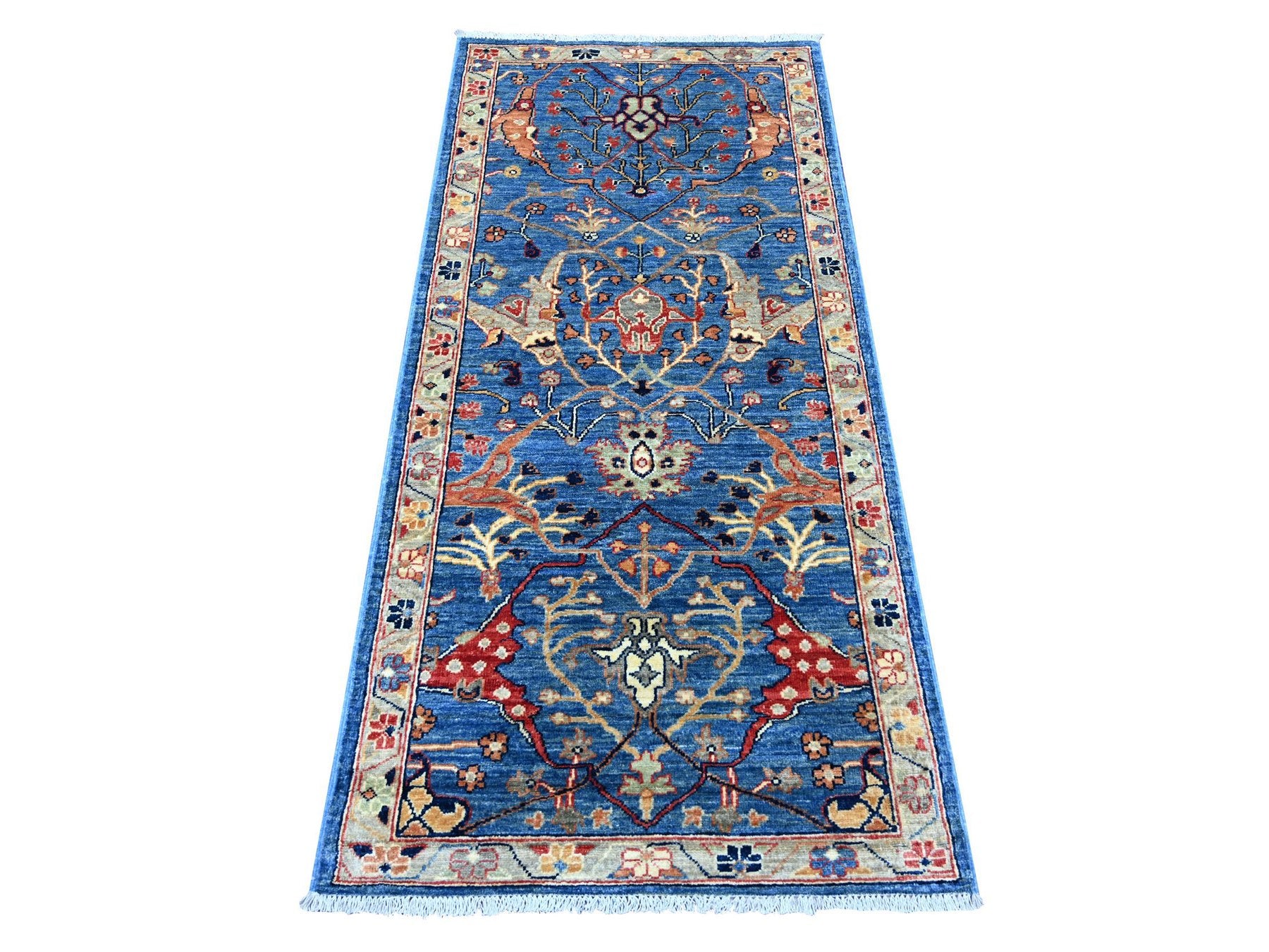 Peshawar Tribal hand-knotted wool runner in Blue, 2'8" x 5'9", SKU O021462