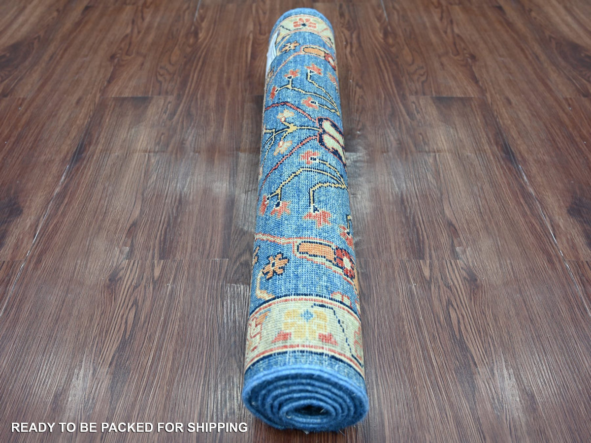 Peshawar Tribal hand-knotted wool runner in Blue, 2'8" x 5'9", SKU O021462 (view 4)