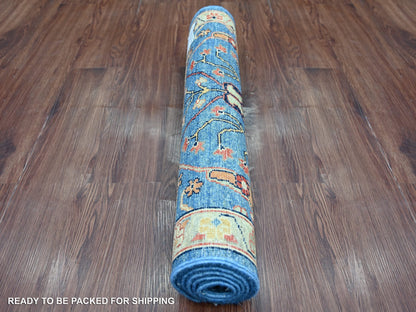 Peshawar Tribal hand-knotted wool runner in Blue, 2'8" x 5'9", SKU O021462 (view 4)