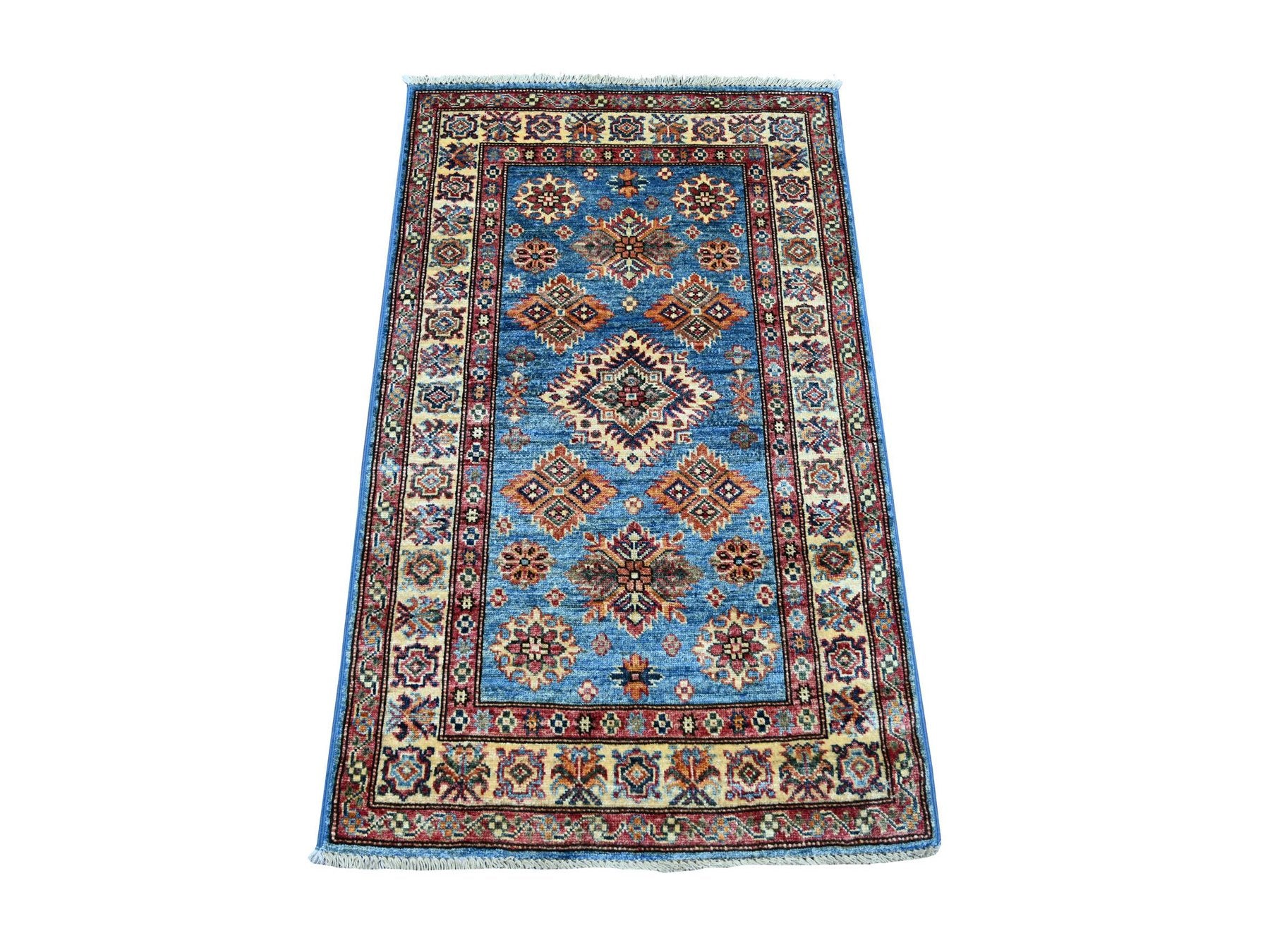 Blue 2'8" x 4'1" Tribal & Geometric Hand knotted Wool Rug - Sku: O021464