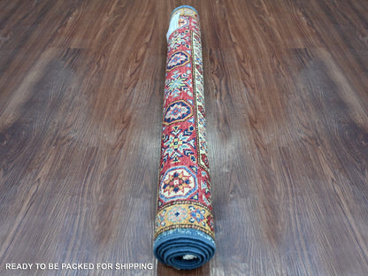 Blue 2'10" x 4'0" Tribal & Geometric Hand knotted Wool Rug - Sku: O021468
