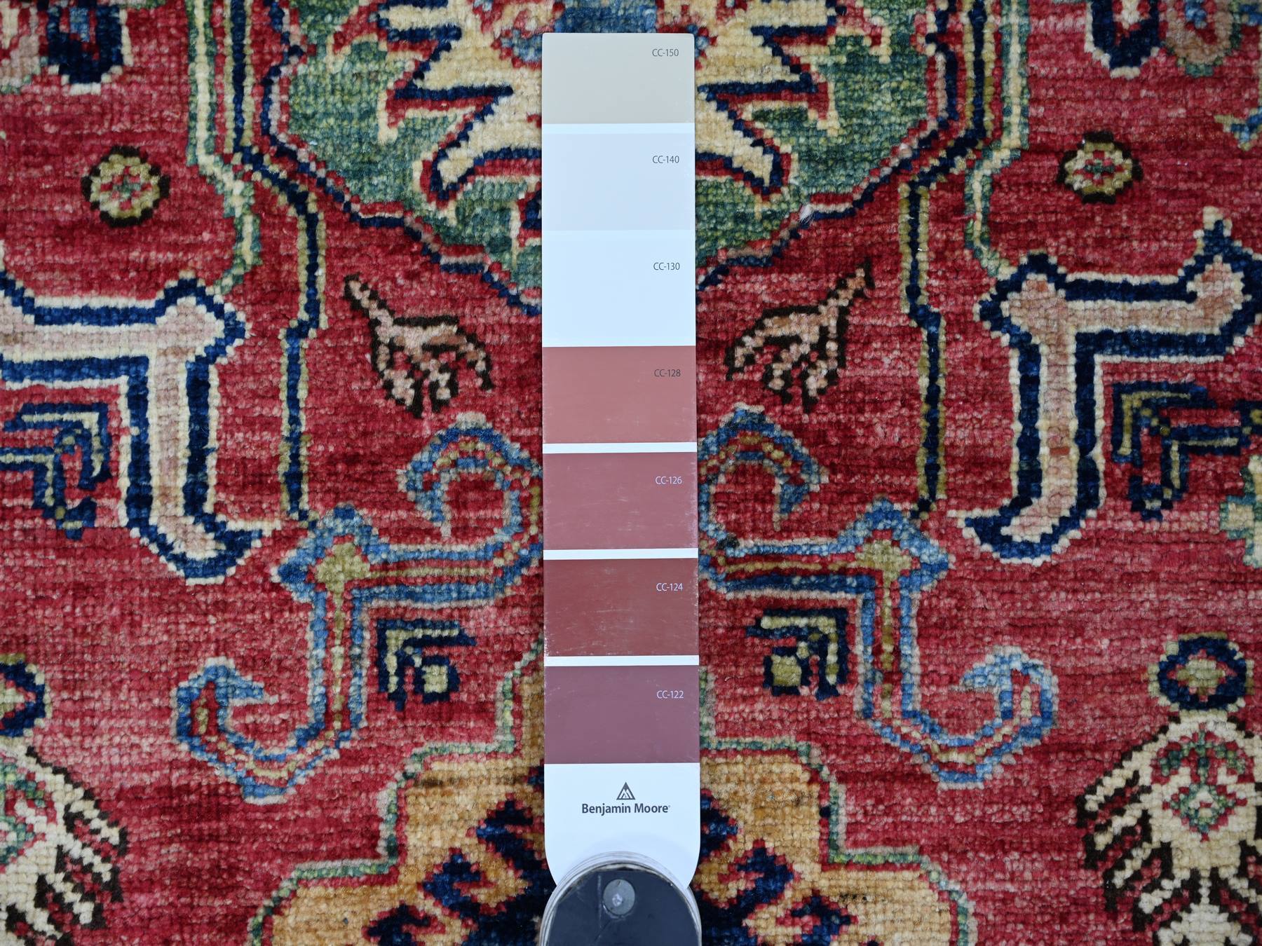 Kazak Tribal & Geometric hand-knotted wool rug in Red & Ivory, 3'3" x 4'11" — SKU O021469 (view 3)