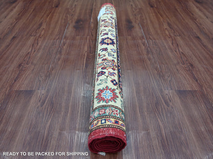 Kazak Tribal & Geometric hand-knotted wool rug in Red & Ivory, 3'3" x 4'11" — SKU O021469 (view 4)