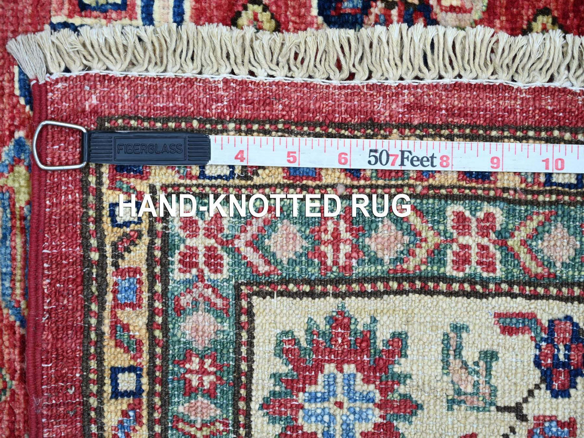 Kazak Tribal & Geometric hand-knotted wool rug in Red & Ivory, 3'3" x 4'11" — SKU O021469 (view 6)