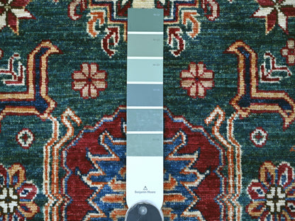 Green 3'1" x 5'1" Tribal & Geometric Hand knotted Wool Rug - Sku: O021472