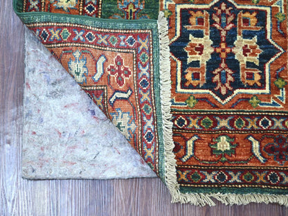 Green 2'10" x 4'0" Tribal & Geometric Hand knotted Wool Rug - Sku: O021475