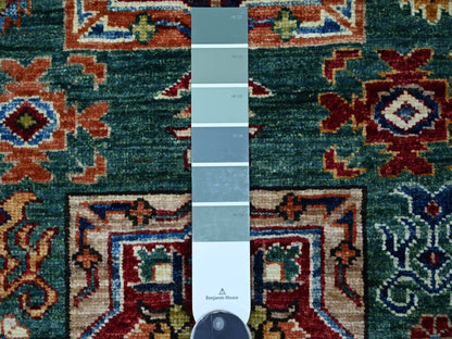 Green 2'10" x 4'0" Tribal & Geometric Hand knotted Wool Rug - Sku: O021475