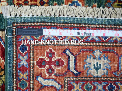 Green 2'10" x 4'0" Tribal & Geometric Hand knotted Wool Rug - Sku: O021475