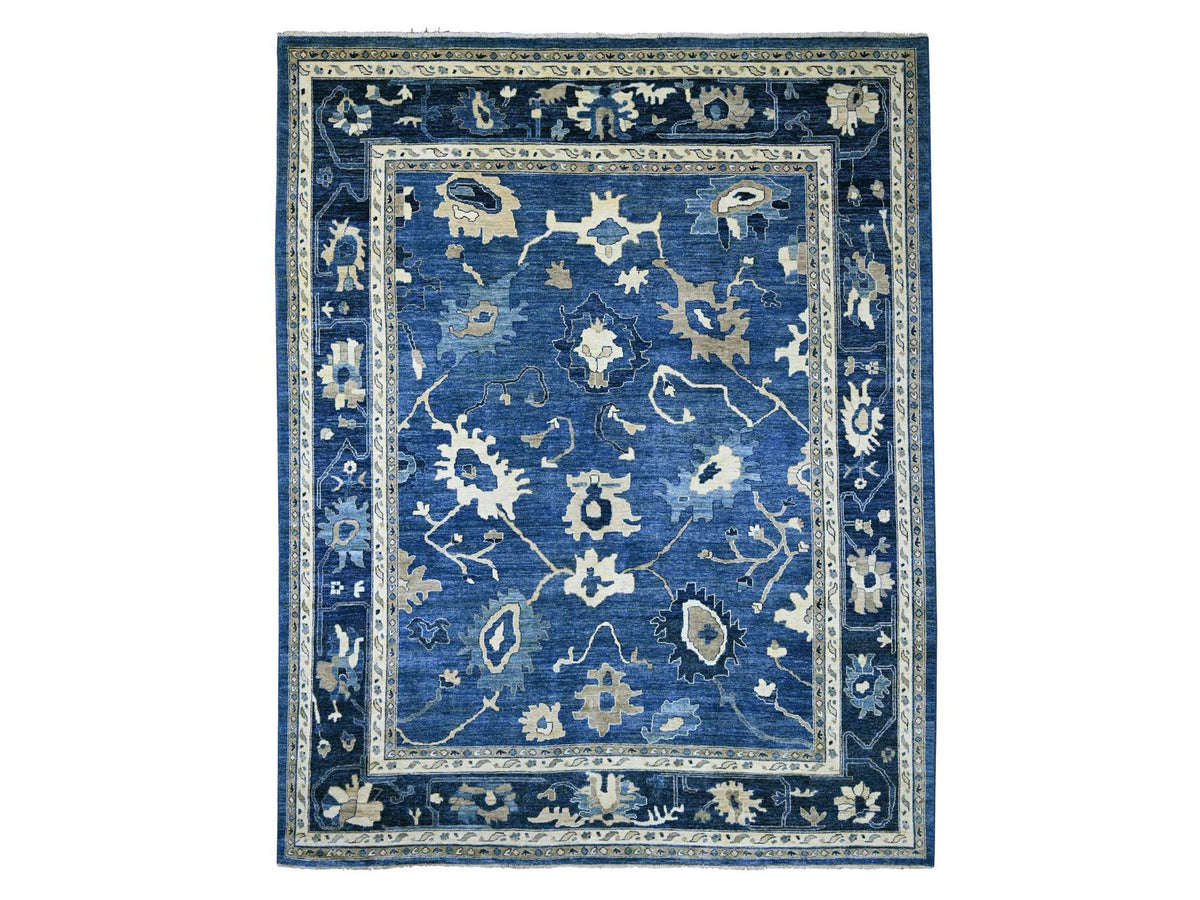 Oushak Oushak hand-knotted wool rug in Blue & Denim Blue, 11'11" x 14'10" — SKU O021477
