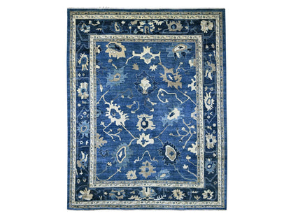 Oushak Oushak hand-knotted wool rug in Blue & Denim Blue, 11'11" x 14'10" — SKU O021477