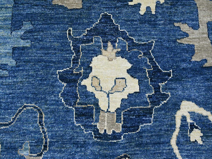 Blue 11'11" x 14'10" Oushak And Peshawar Hand knotted Wool Rug - Sku: O021477