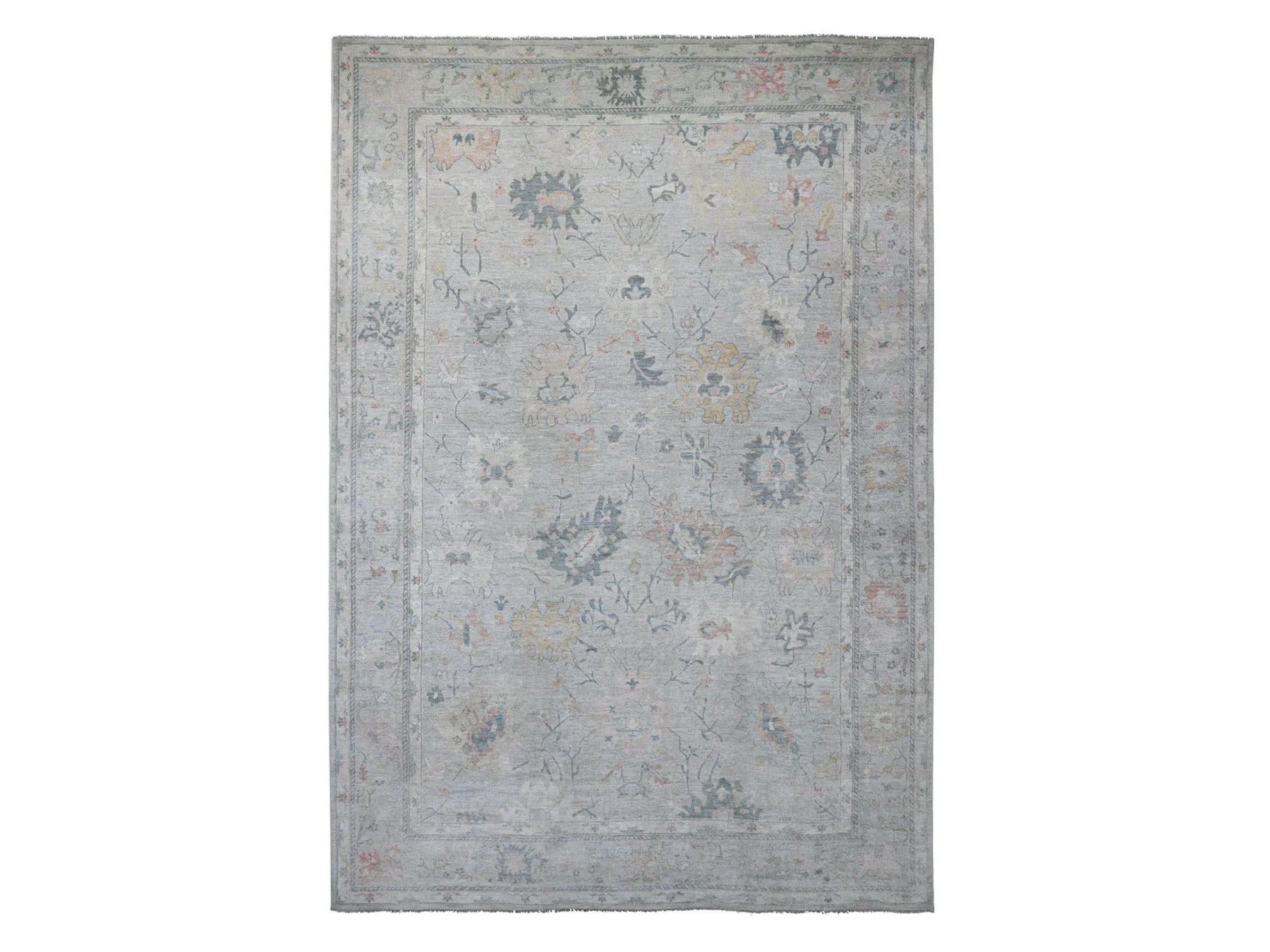 Grey 11'8" x 17'2" Oushak And Peshawar Hand knotted Wool Rug - Sku: O021478