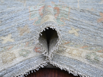Blue 9'1" x 11'9" Oushak And Peshawar Hand knotted Wool Rug - Sku: O021479