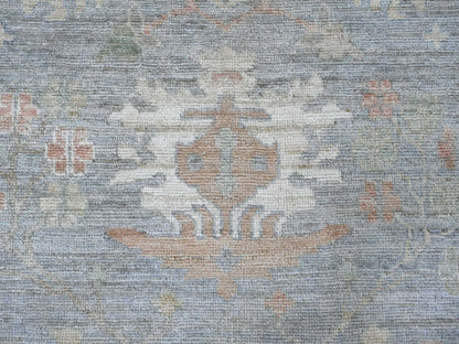 Blue 9'1" x 11'9" Oushak And Peshawar Hand knotted Wool Rug - Sku: O021479