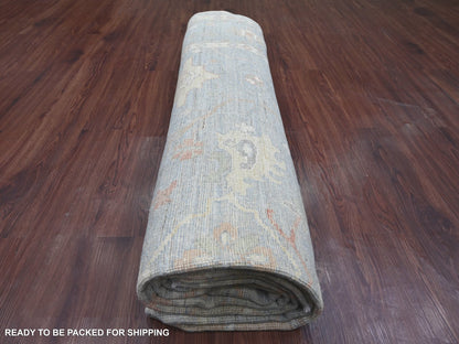Blue 9'1" x 11'9" Oushak And Peshawar Hand knotted Wool Rug - Sku: O021479