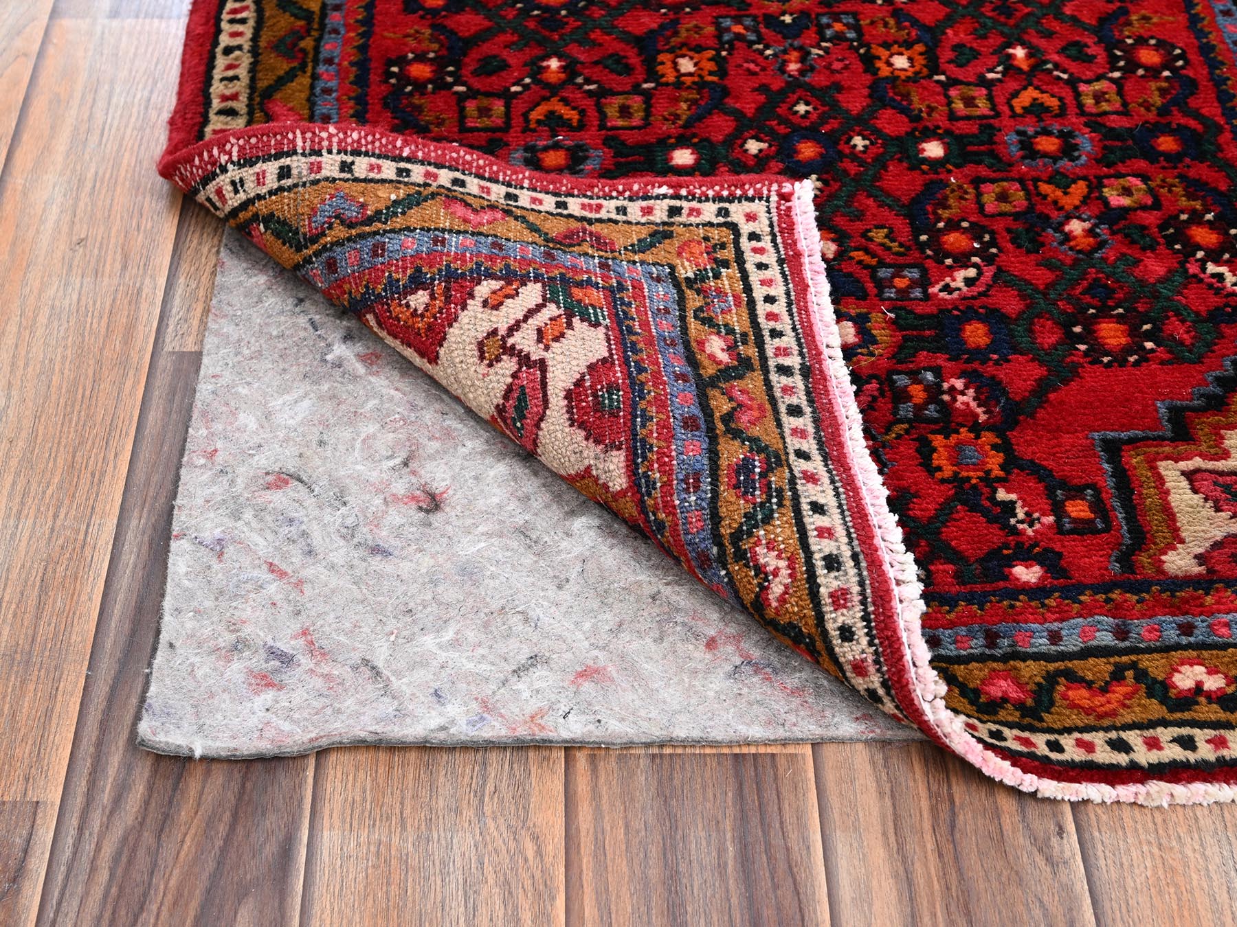 Tribal & Geometric hand-knotted wool runner in Red & Brown, 2'1" x 10' — SKU O02147 (view 3)
