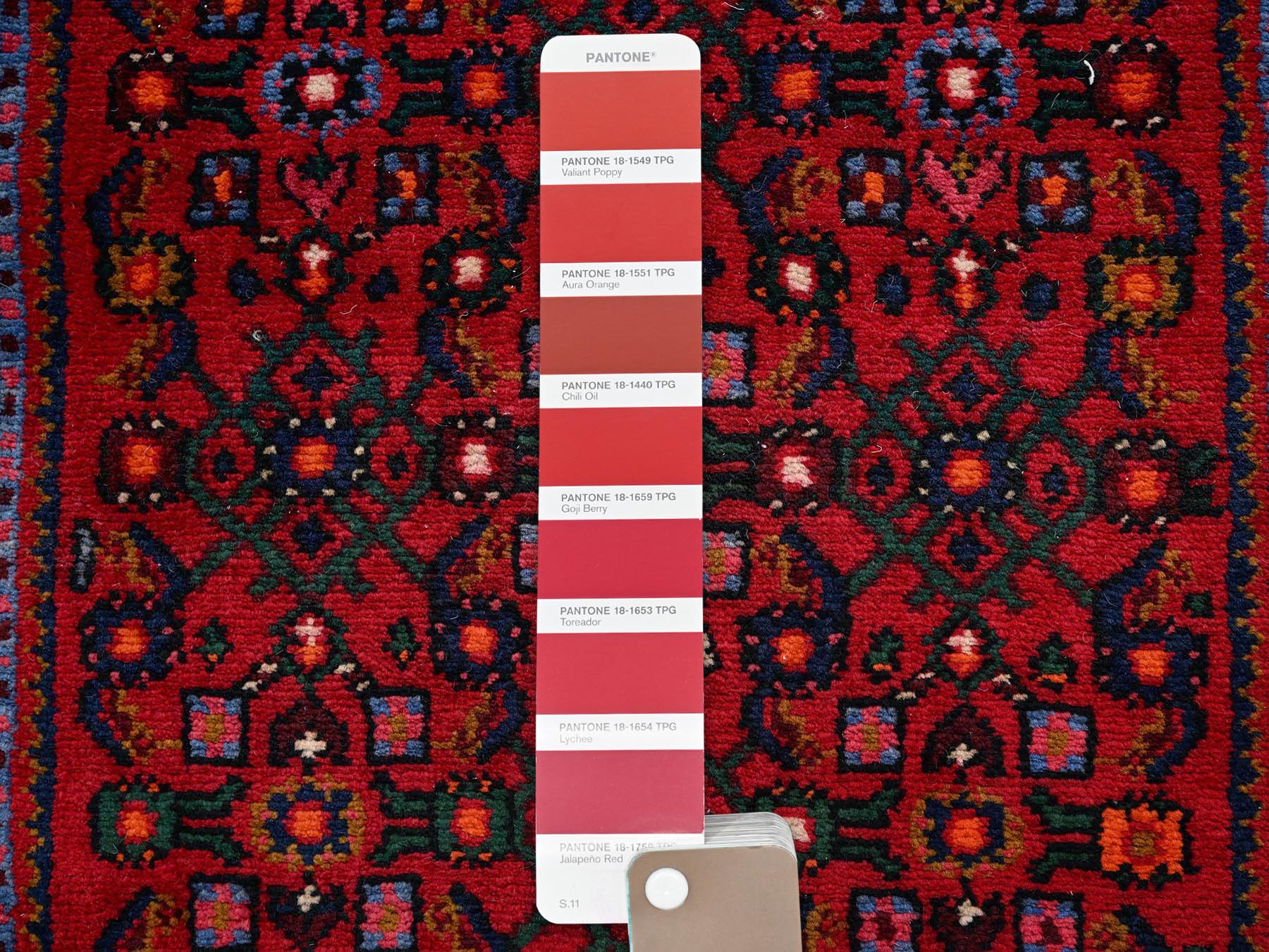 Tribal & Geometric hand-knotted wool runner in Red & Brown, 2'1" x 10' — SKU O02147 (view 4)
