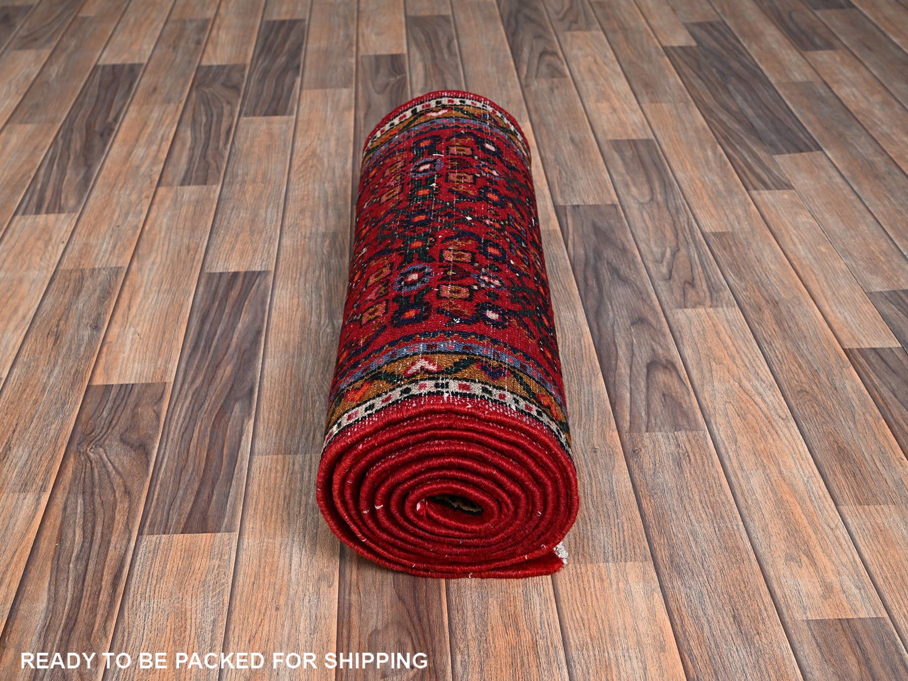 Tribal & Geometric hand-knotted wool runner in Red & Brown, 2'1" x 10' — SKU O02147 (view 5)