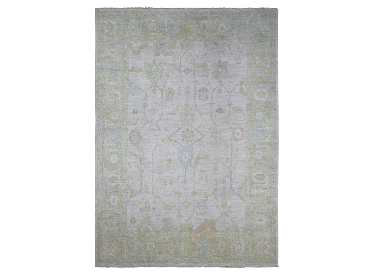 Oushak Oushak hand-knotted wool rug in Gray & Green, 9'8" x 13'8" — SKU O021483