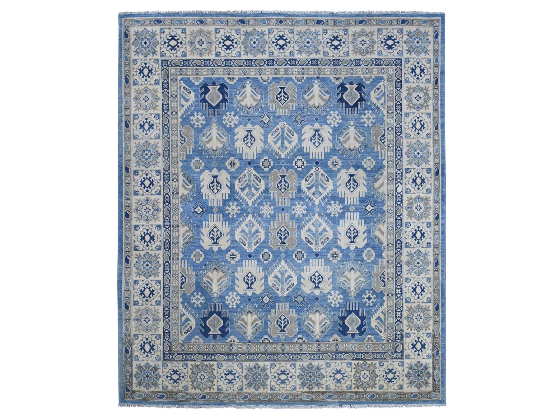 Black 8'2" x 9'8" Kazak Hand knotted Wool Rug - Sku: O021486