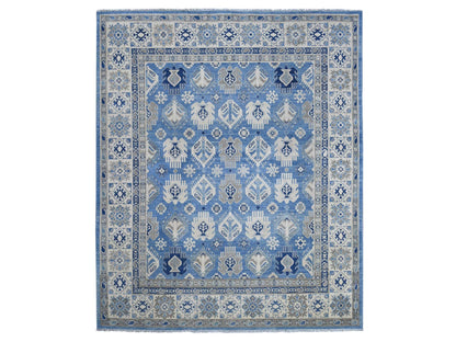 Black 8'2" x 9'8" Kazak Hand knotted Wool Rug - Sku: O021486