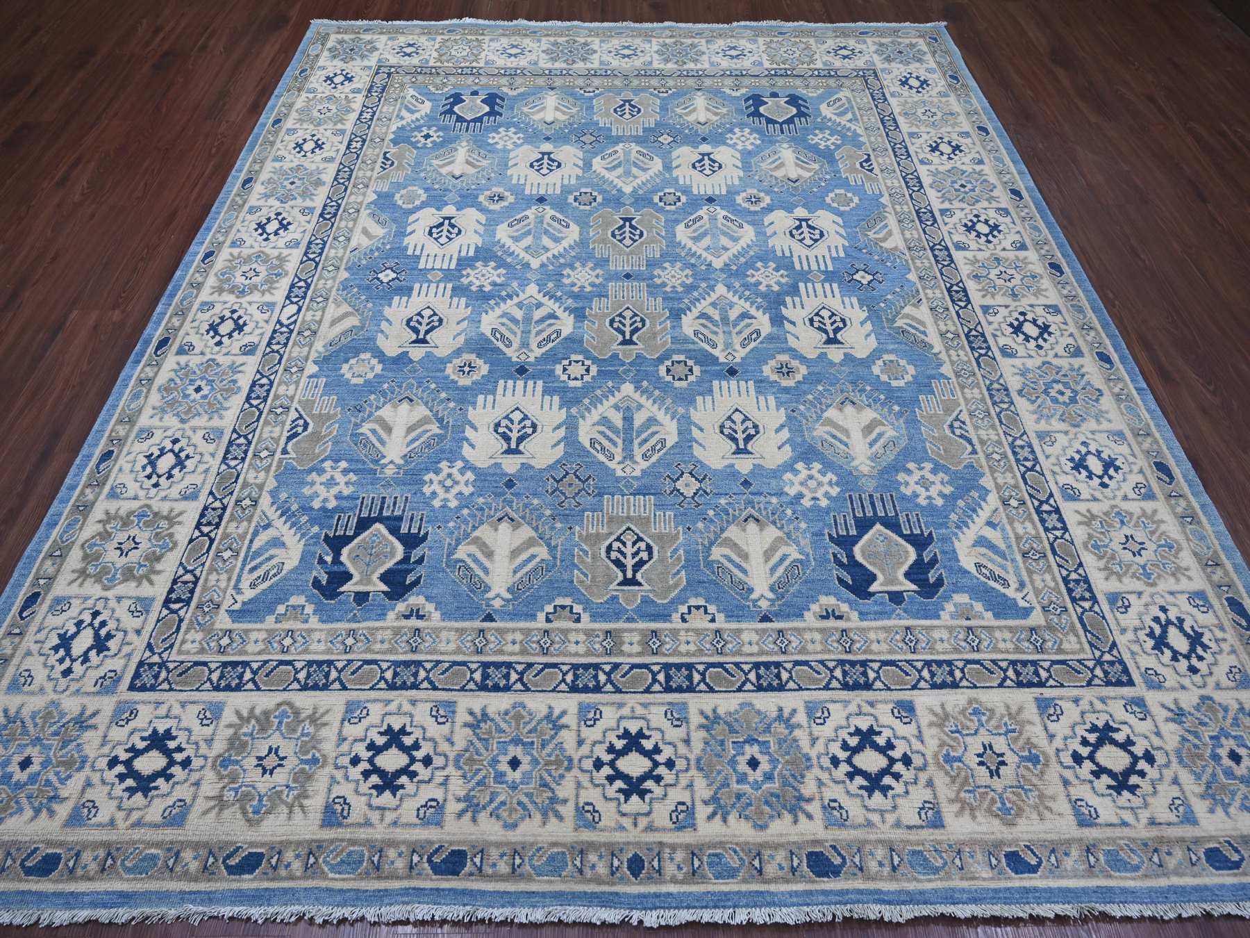 Black 8'2" x 9'8" Kazak Hand knotted Wool Rug - Sku: O021486