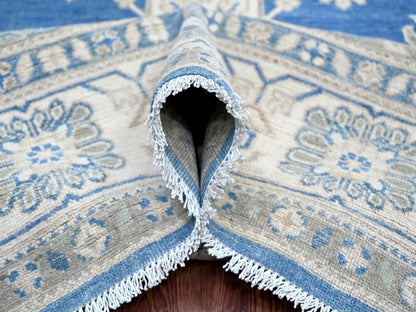 Kazak Kazak hand-knotted wool rug in Blue & Ivory, 8'9" x 11'2" — SKU O021487 (view 5)