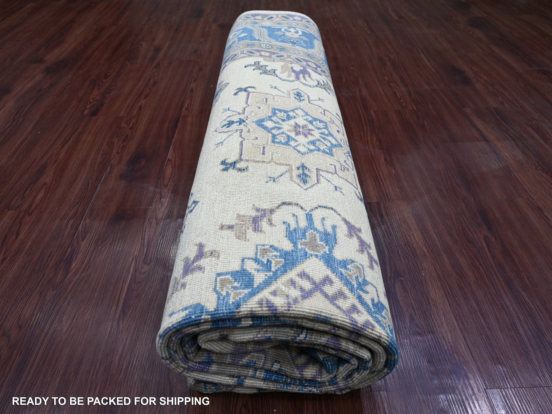 Kazak Kazak hand-knotted wool rug in Ivory, 8'8" x 11'3", SKU O021488 (view 9)