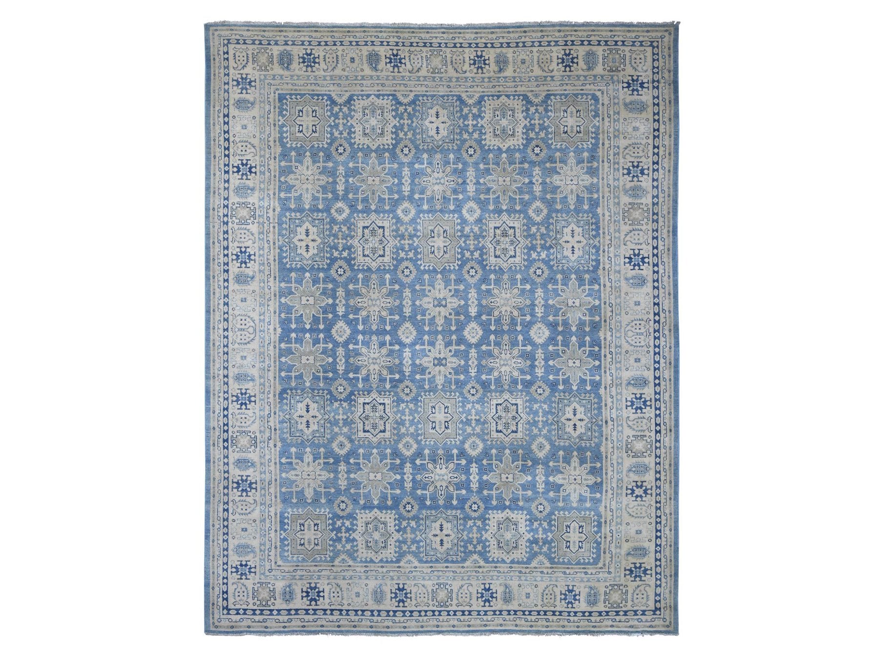 Blue 8'10" x 11'6" Kazak Hand knotted Wool Rug - Sku: O021489